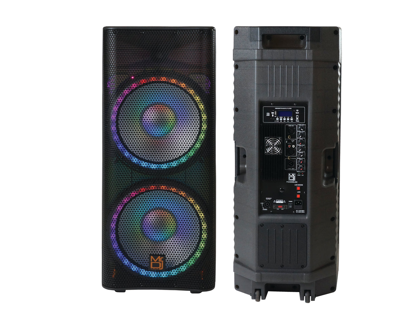 MR DJ PBX6500LED PRIME PRO Dual 15” 3-Way Powered/Active DJ PA Live Sound Loudspeaker