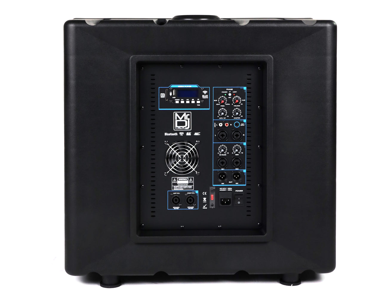 Mr. Dj PROSUB18LED 6000W PA DJ Club Powered Active Subwoofer with 2 Speaker Output with Party Show Led