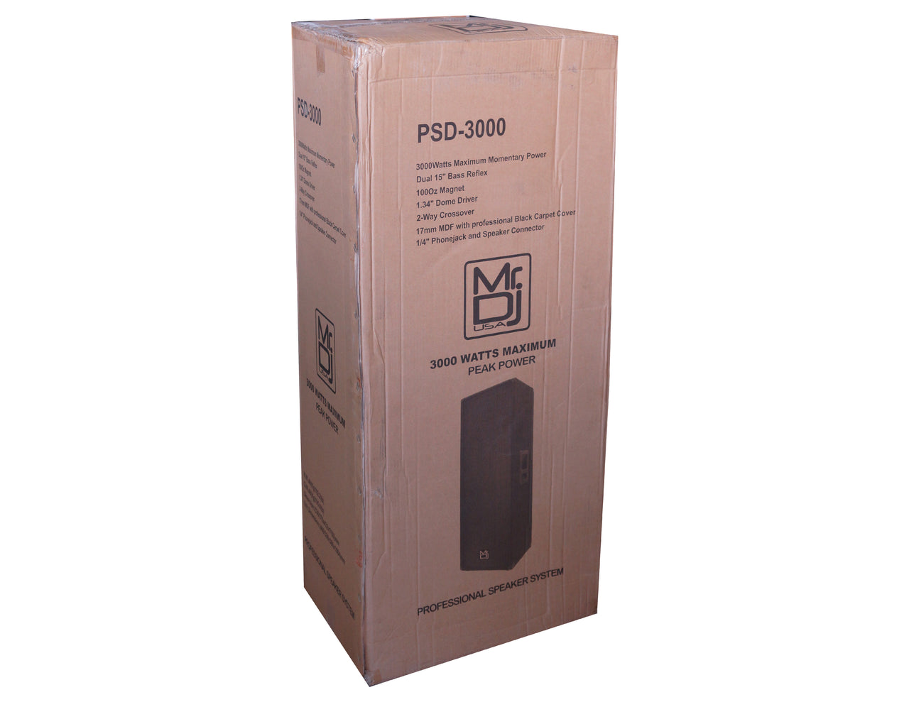 MR DJ PSD-3000 Double 15" Passive 3000 Watts 3-Way DJ/PA PRO Audio Loudspeaker