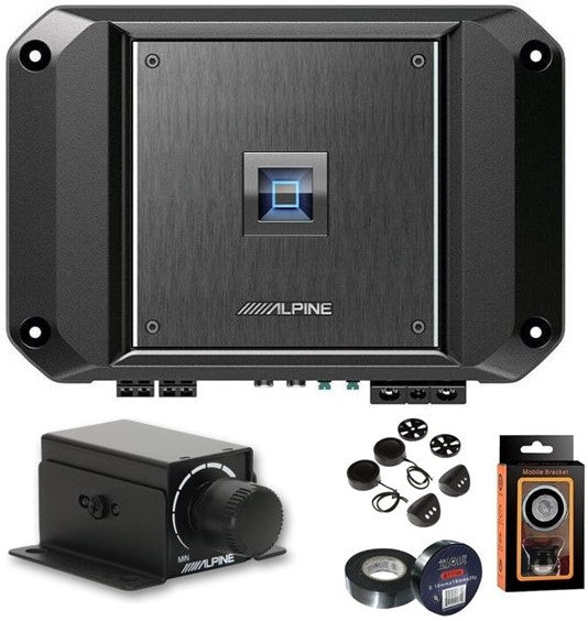 Alpine R2-A60F 4 CH 600W Amplifier & RUX-KNOB.2 Remote Bass Knob & PAK1