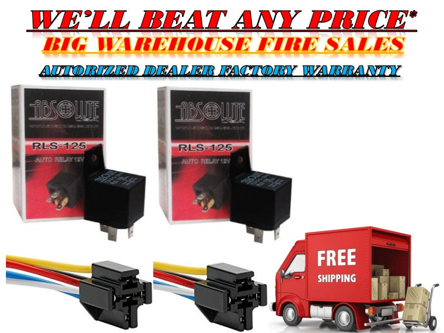 2 Absolute 12V 30/40 Amp SPDT Automotive Marine Bosch / Tyco Style 5 Pin Relay + Harness Socket