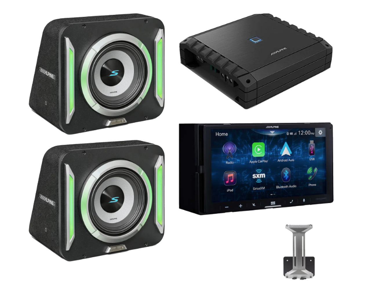 Alpine ILX-W670 Receiver, 2 S2-SB8 PrismaLink Subwoofer S2-A60M Amplifier,  KTX-LK8 Bundle