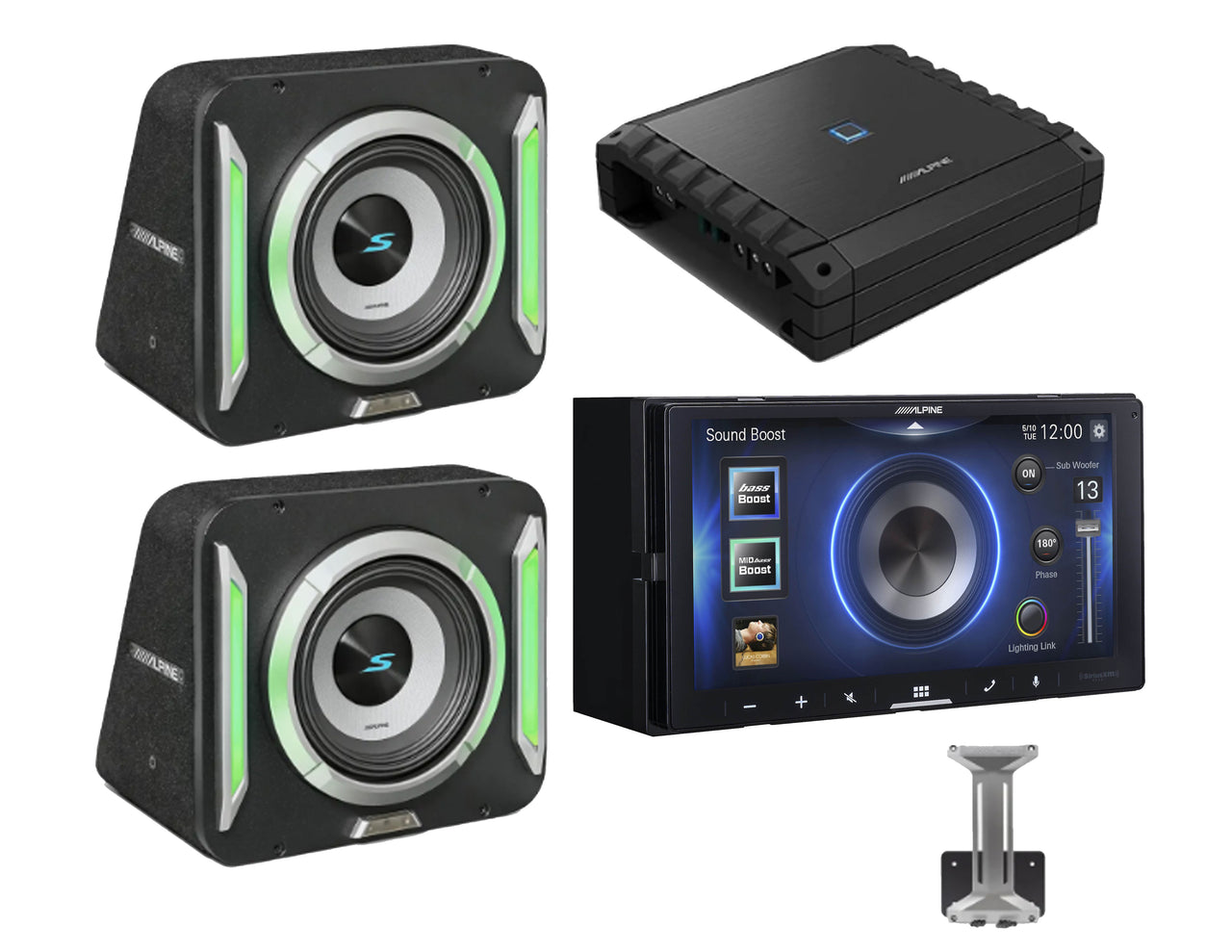 Alpine ILX-W670 Receiver, 2 S2-SB8 PrismaLink Subwoofer S2-A60M Amplifier,  KTX-LK8 Bundle