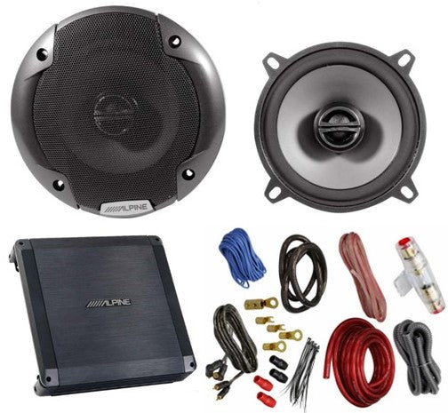 Alpine S2-S50 5.25" 340W Speakers+ BBX-T600 2 Channel Amplifier + 4 Gauge Amp Kit
