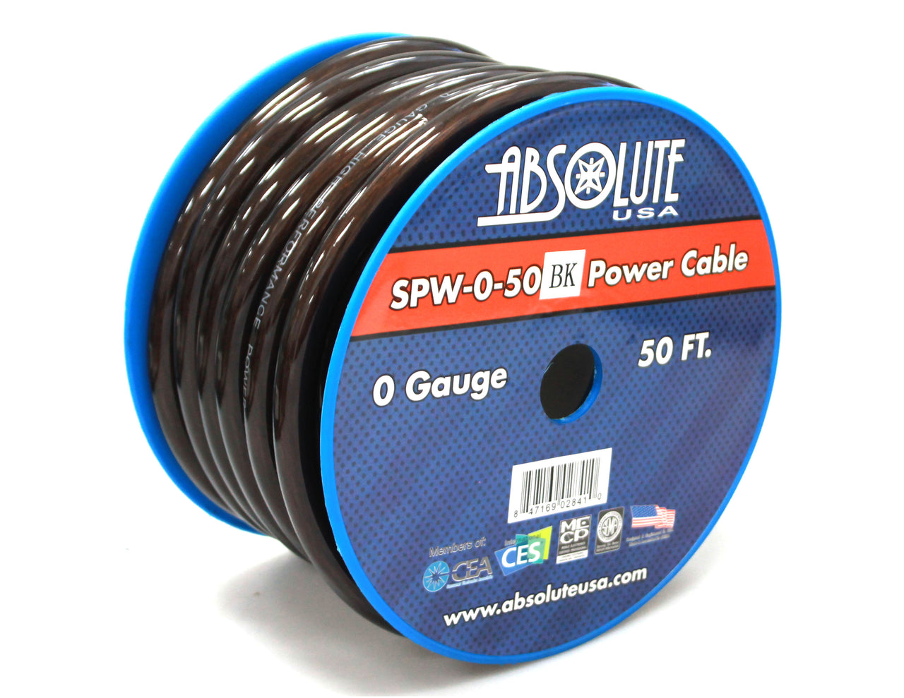 2 Absolute SPW-0-50BK 1/0 Gauge Black 50 FT Power Ground Battery Wire Cables