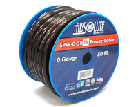 Thumbnail for 2 Absolute SPW-0-50BK 1/0 Gauge Black 50 FT Power Ground Battery Wire Cables