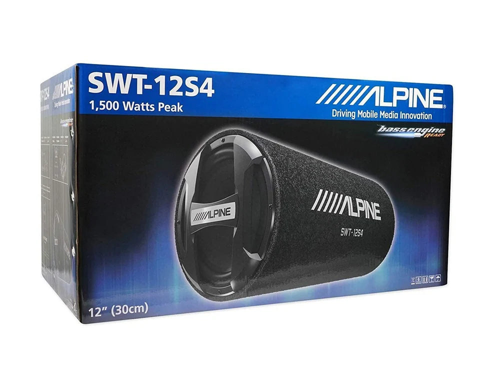 Alpine SWT-12S4 1500 Watts Single 12" Sealed Subwoofer Bass Tube Enclosure