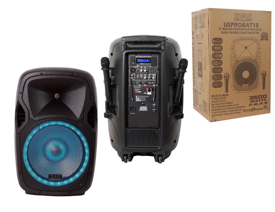 2 Absolute USPROBAT15 15" Professional Powered Active 3500w DJ PA Speaker Bluetooth