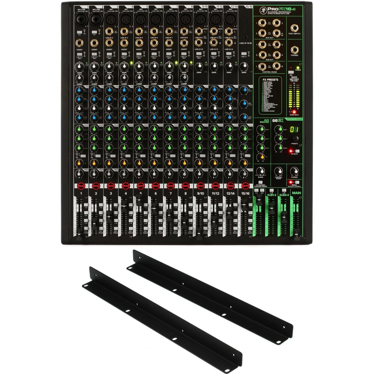 Mackie ProFX16v3 16-Channel Effects Mixer + Rackmount Kit