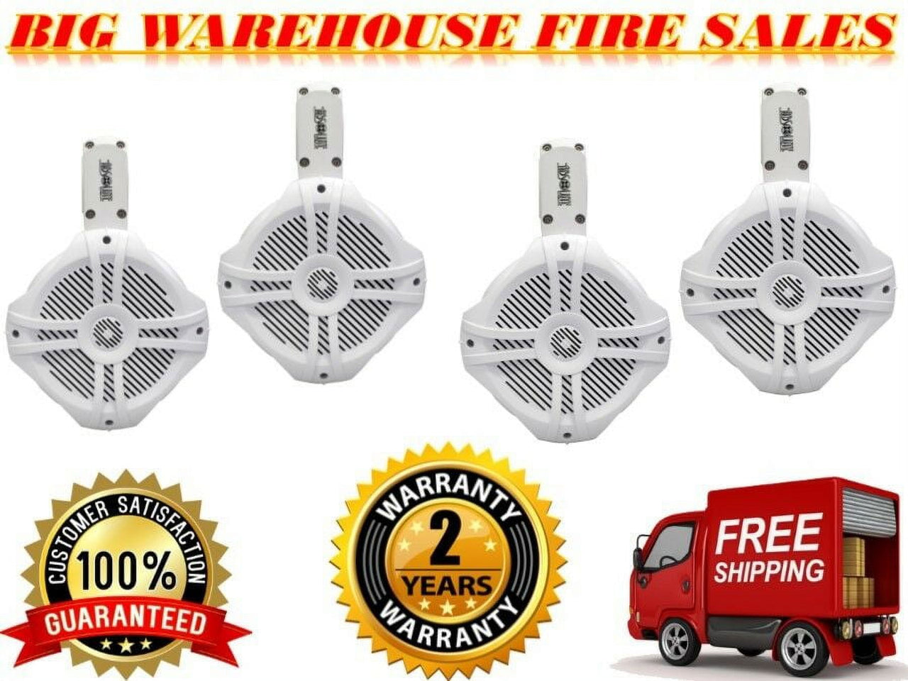 2 Pair Absolute MPS65W Marine RV 6.5" 200W RMS Wake Tower POD Enclosure Speaker