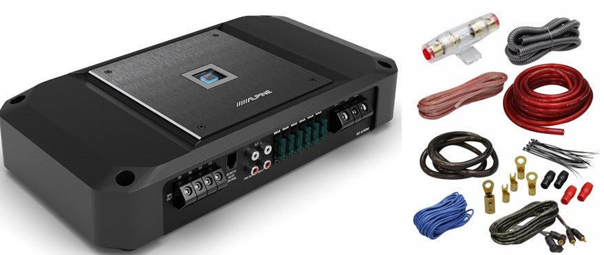 Alpine R2-A150M 1500 W RMS High-Performance Class-D Mono Sub Amplifier +4 Gauge Amp Kit