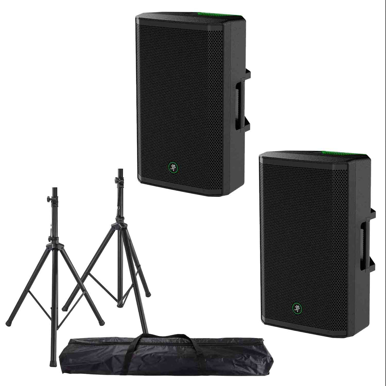 2 Mackie Thrash 215 Speaker DJ Package with Stands
