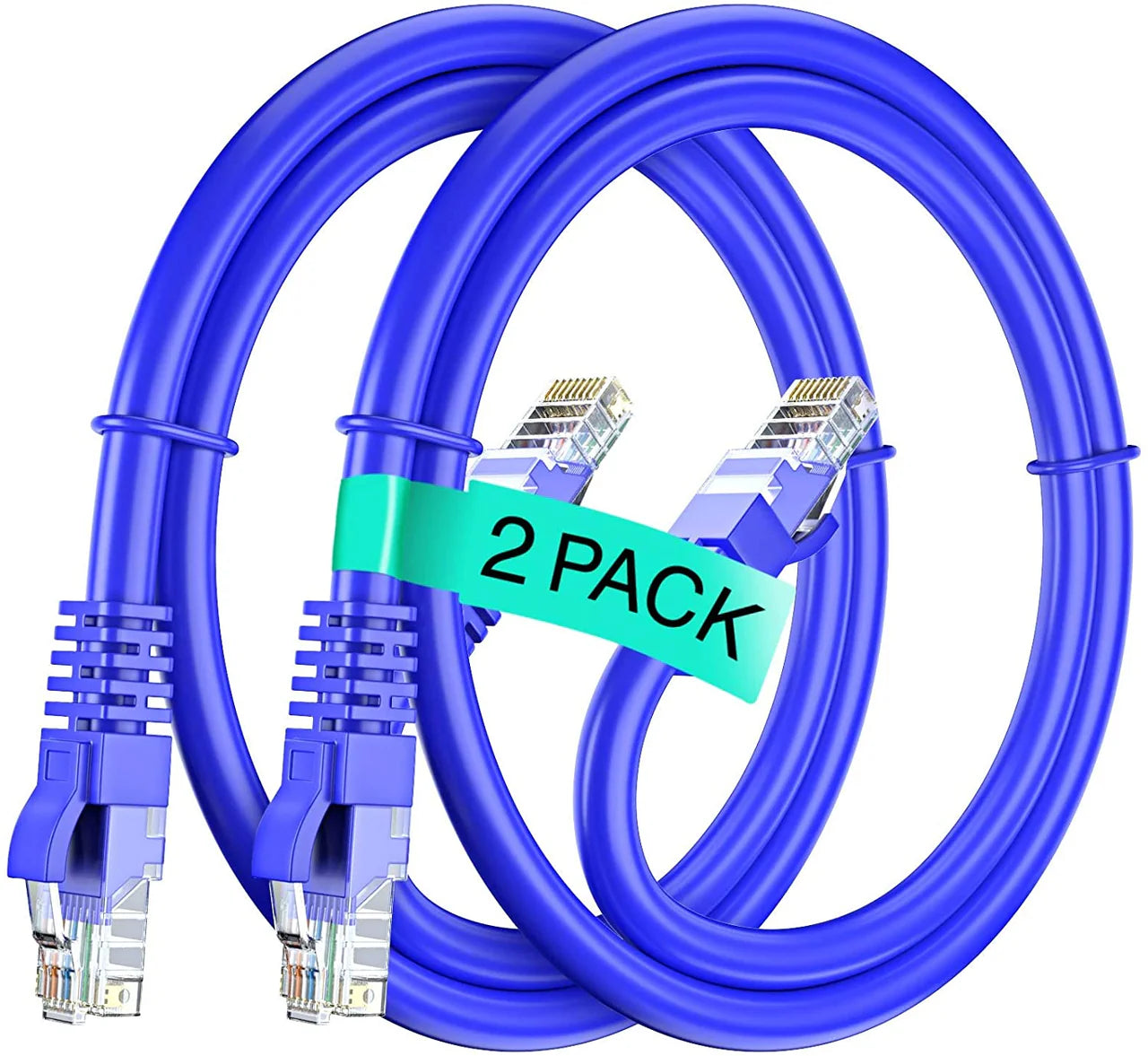 2 American Terminal EPC3100L 100' Cat6a Ethernet Network Patch Cable RJ45 23AWG 600Mhz Solid Copper Wire 3' Blue