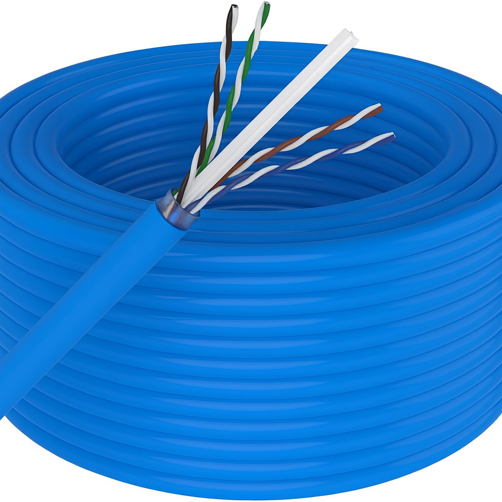 Patron 250' Cat6 Ethernet Blue Bulk Network Cable 23AWG 600Mhz UL Bare Solid Copper Wire UTP 250' Blue