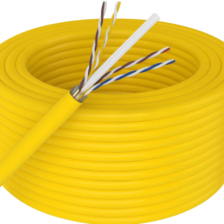 AT 500' Cat6 Ethernet Yellow Bulk Network Cable 23AWG 600Mhz UL Bare Solid Copper Wire UTP 500' Yellow