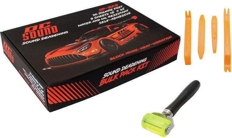 DC Sound SP-BK9 9 Sheets 18" x 32" Sound Deadening Dampening Bulk Kit + Roller & Removal Tools