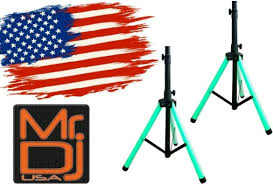 2 MR DJ SS850LED Universal Color-Changing Stand LED Speaker Stand Tripod Remote Control