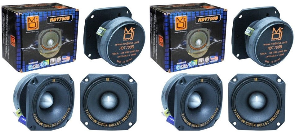 2 Mr. Dj HDT700B 3.5-Inch Titanium Bullet High Compression Tweeter for Car, Van, ATV, UTV, Marine, Boat, Motorcycle, Motorsports, and Competition