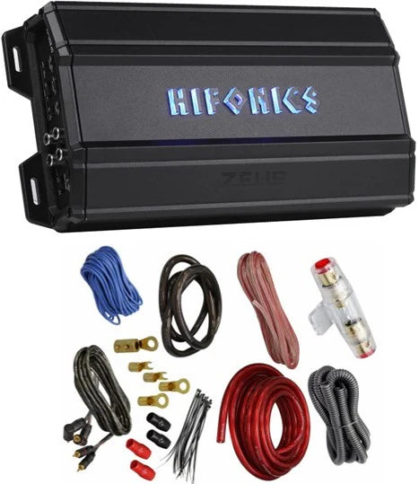 Hifonics ZD-1950.1D 1950W Peak Class D Zeus Monoblock Car Amplifier + 4 Gauge Amp Kit