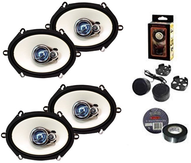 2 Pair Absolute HQ573 5x7" 6x8" 3-Way 420W HQ Series Coaxial Car Speakers Bundle