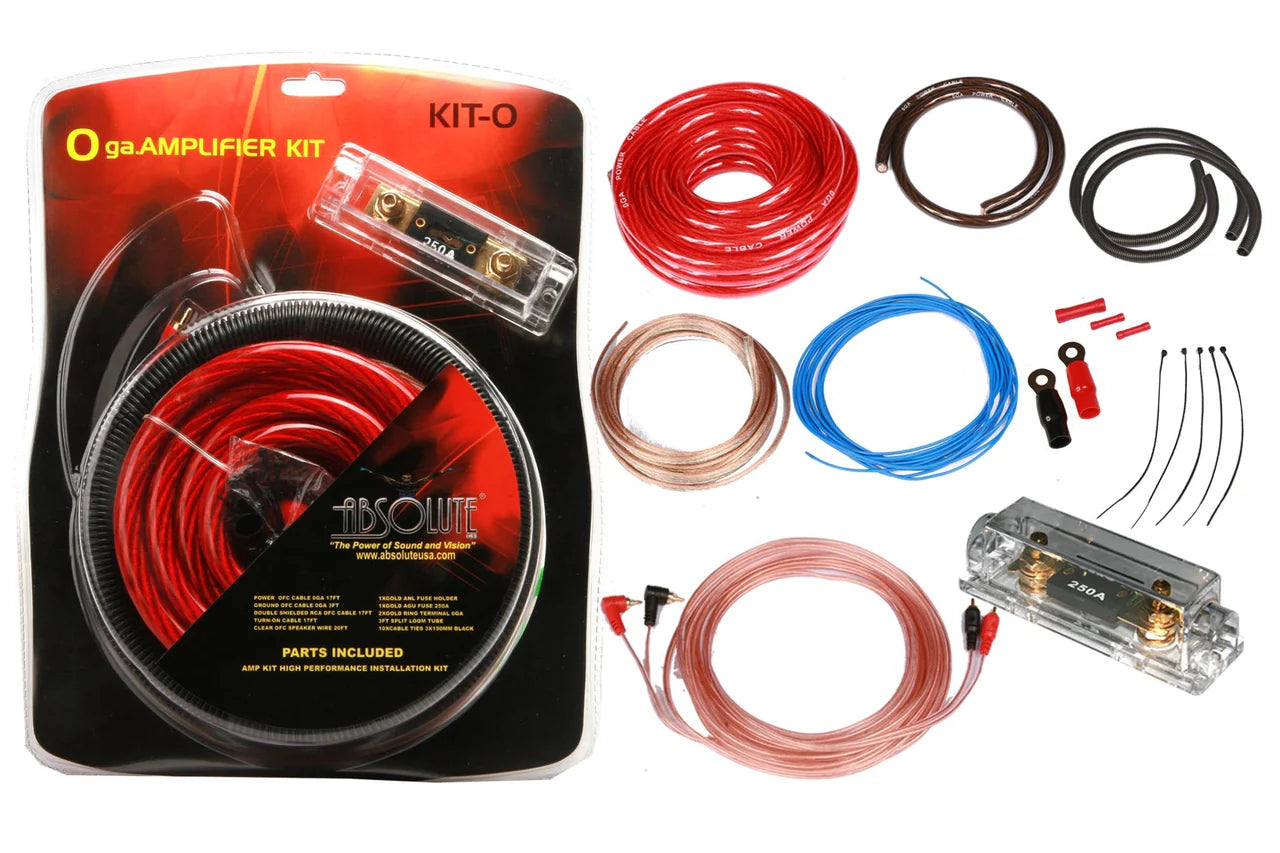 2 Absolute Kit 0 Complete 0 Gauge Amplifier Amp Kit with RCA Interconnect Cable