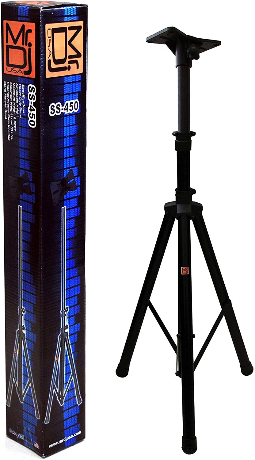 MR DJ SS450 Universal Folding Tripod PRO PA DJ On Stage Speaker Stand with Mounting Plate