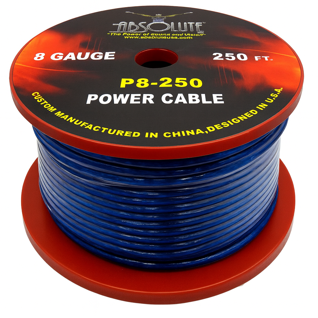 Absolute P8250BL 8GA 250' Blue Power Ground Wire Car Audio Amplifier Marine Cable