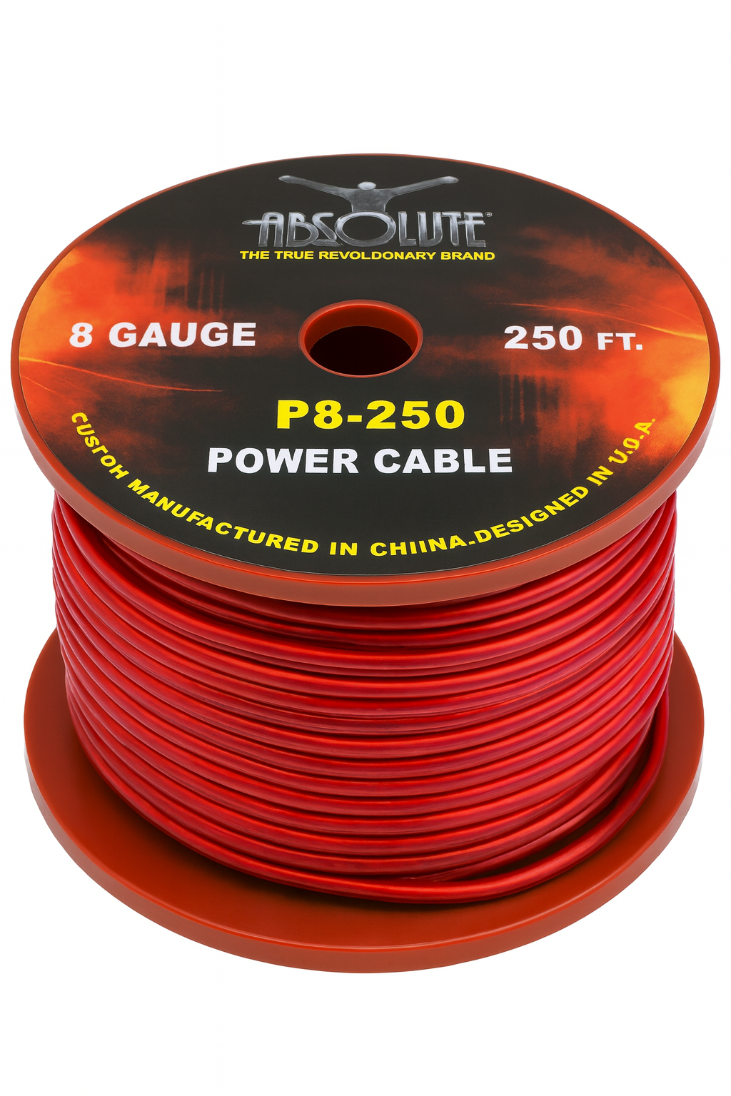 Absolute P8250RD 8GA 250' Red Power Ground Wire Car Audio Amplifier Marine Cable