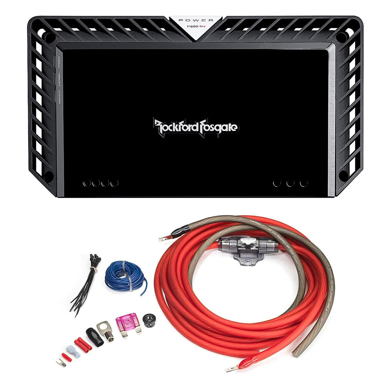 Rockford Fosgate T1500-1bdcp 1500 watts RMS x 1 at 2 ohms + Install Kit