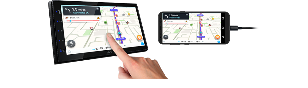 JVC KW-M180BT 2 DIN 6.75" Media Player USB Mirroring For Android Bluetooth + CAM1500 Backup Camera
