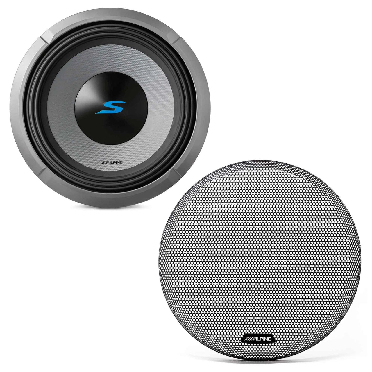 Alpine S2-W12D2 1800W 12" Dual 2 ohm Car Subwoofer + KTE-12G.3 Grille