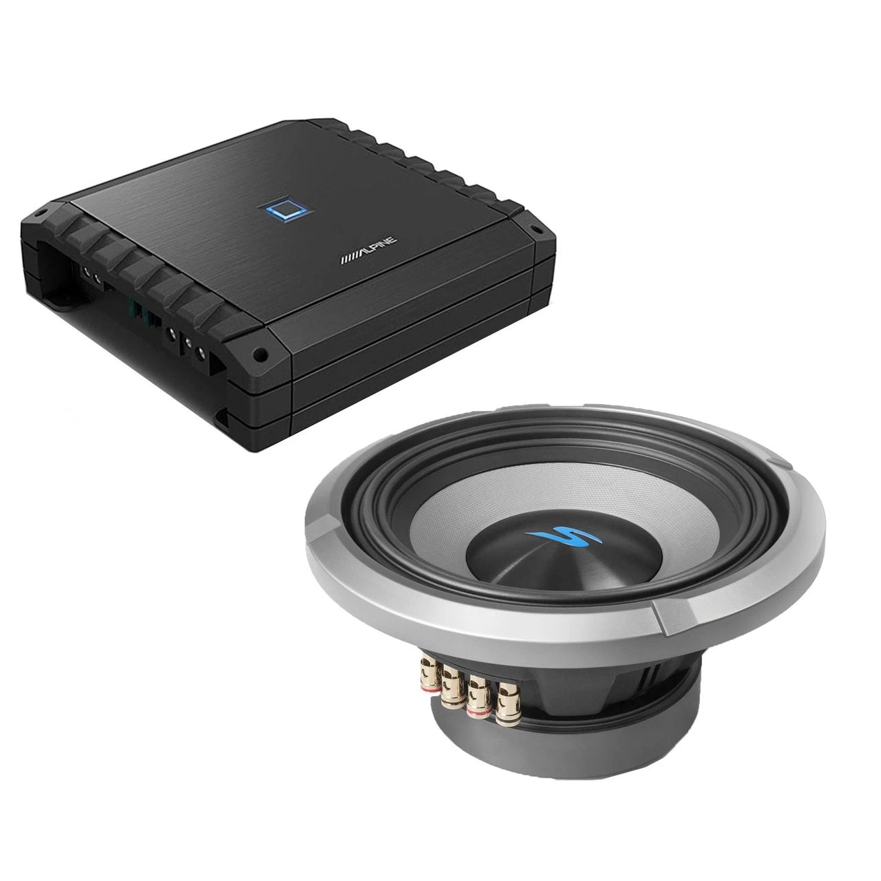 Alpine S2-A60M Class-D Amp & S2-W10D2 10" Dual 2-Ohm Sub bundle