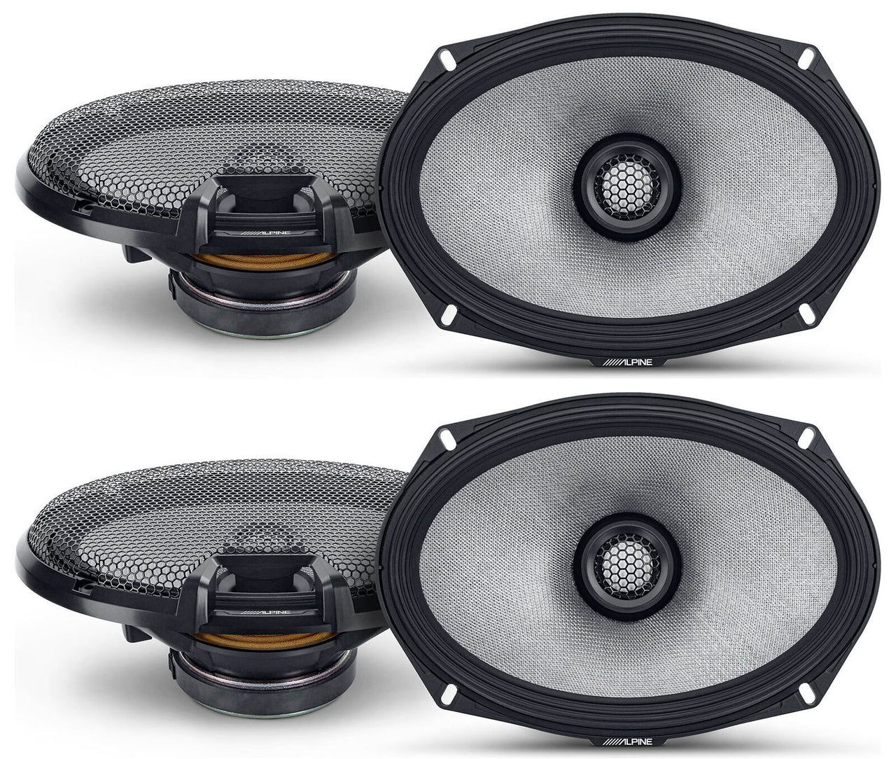 2 Pair Alpine R-Series R2-S69 300 Watts 6x9" 2-Way Coaxial Car Audio Speakers