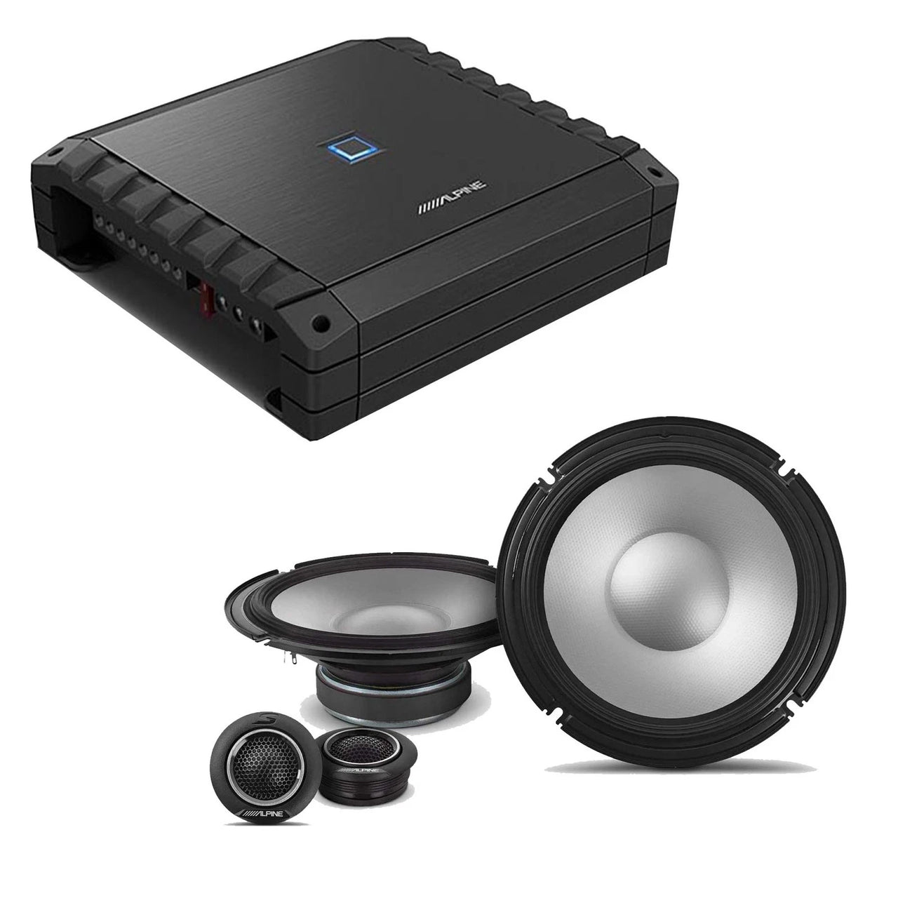 Alpine S2-A36F 4-CH Class-D Amp + S2-S80C 8" Component Speaker Set