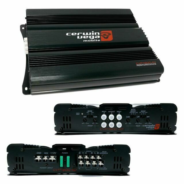 Cerwin Vega CVP1600.4D 1600W Amp + 4x XED62 6.5" 600W Speakers + 4-CH Amp Kit