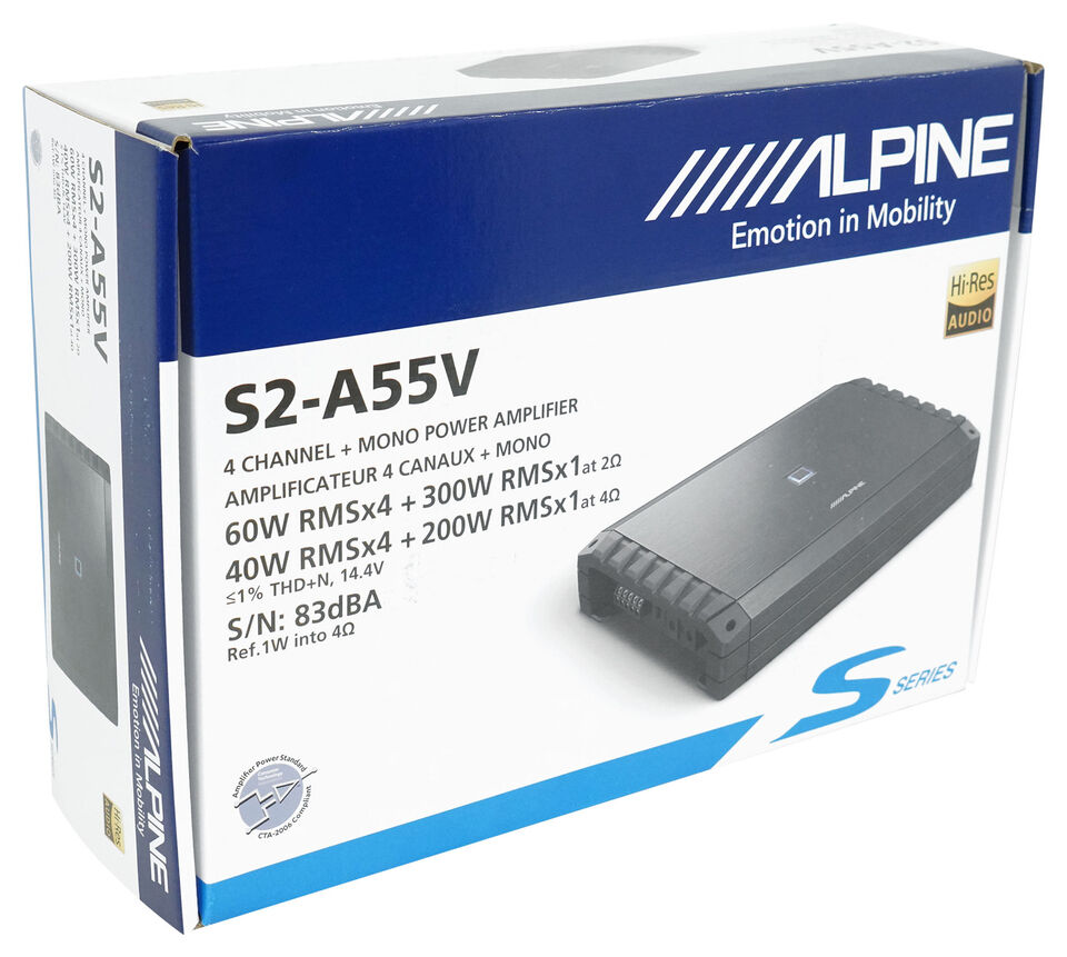 Alpine S2-A55V S-Series 5-Channel 540 Watts Car Audio Amplifier + 4 Gauge Amp Kit