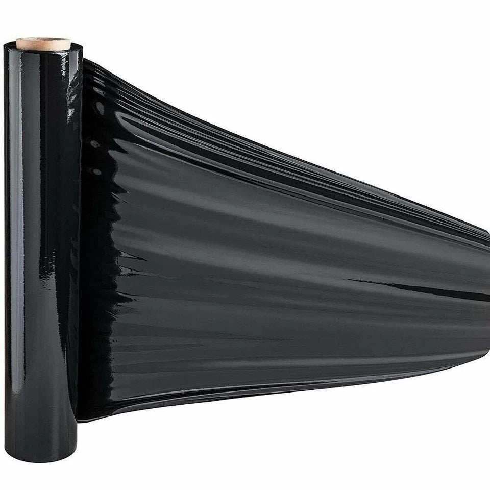 4Rolls 80 Gauge Black Stretch Film Shrink Pallet Wrap 18" X 1500 SQFT Heavy Duty