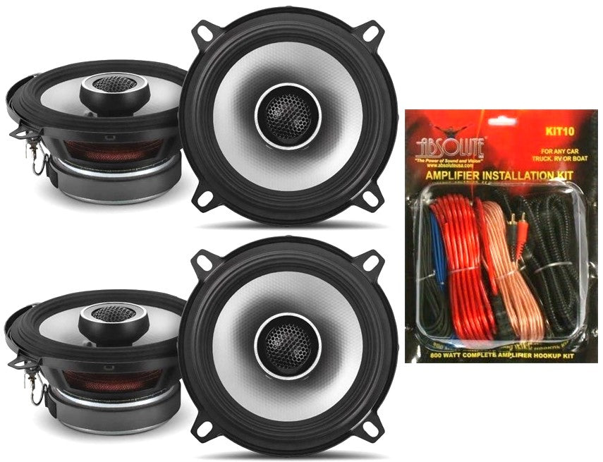 2 Pair Alpine S2-S50 S-Series 5.25" Coaxial Speaker & KIT10 Installation AMP Kit