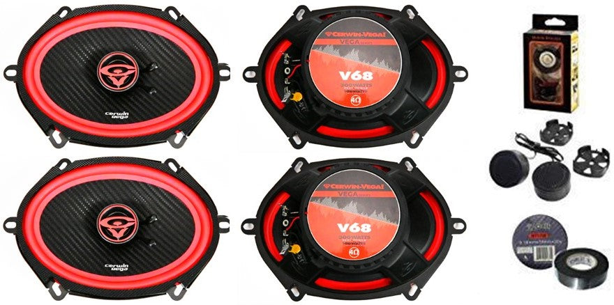 2 Cerwin-Vega V68 6x8" 600W Vega Series 2-Way Coaxial 4-ohm Speakers Bundle