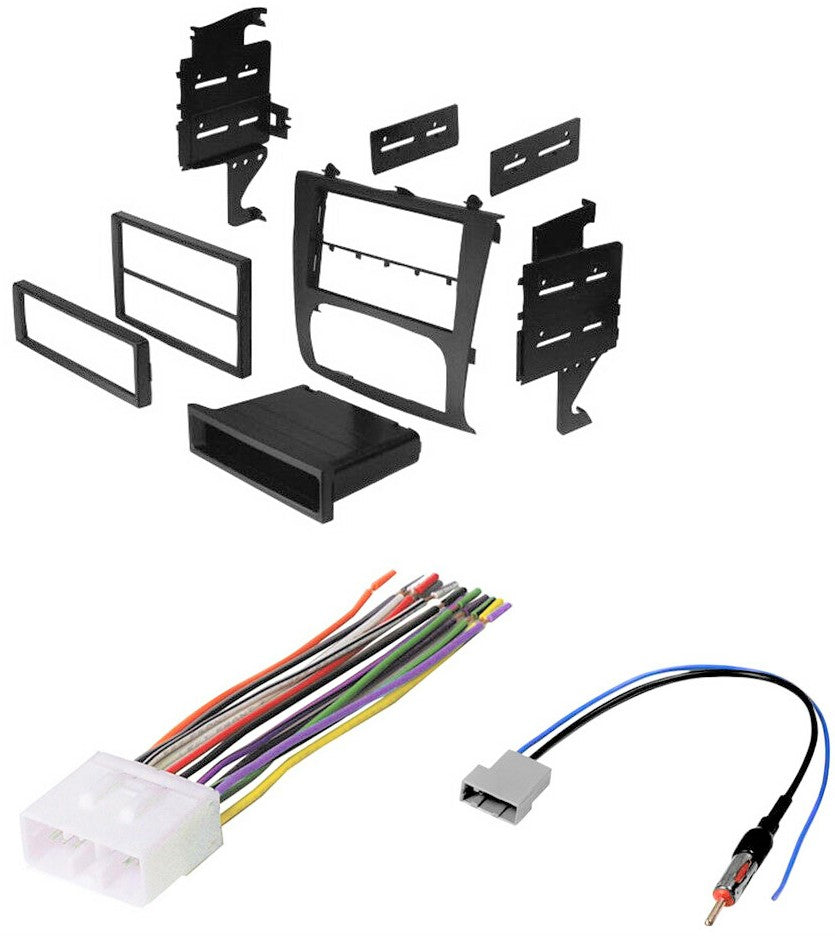 Compatible Fit  2007-2011 Nissan Altima Single/Double Din Dash Kit Install Wire harness antenna