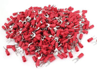 Thumbnail for MR DJ DSR8-100 100PCS 18-22AWG #8 Red Insulated Fork Spade Wire Connector Electrical Crimp Terminal