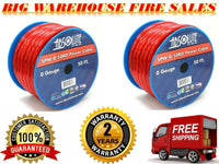 Thumbnail for 2 1/0 Gauge 50 FT PRO Xtreme Twisted Power / Ground Battery Wire Cables Red