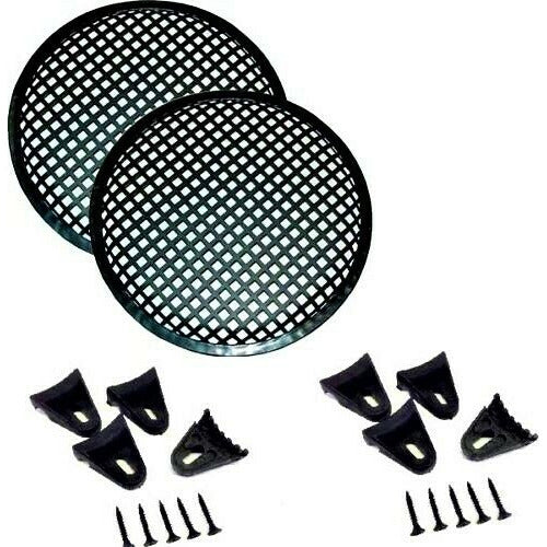 One Pair 10" Universal Metal Speaker Subwoofer Grill Mesh Cover with Clips Screws Guard