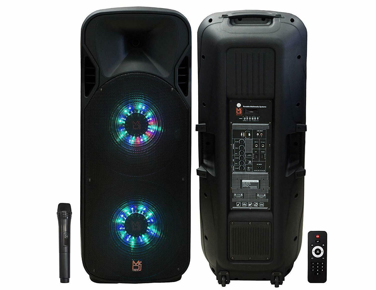 MR DJ Lets Jump<br>Dual 15" 3Way 5000W DJ Active Speaker Powered PA Party BT USB Speaker MIC