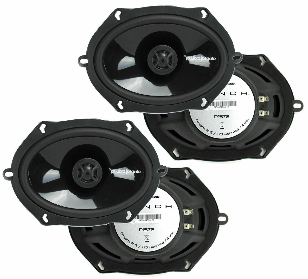 2 Pair Rockford Fosgate P1572 5x7" Punch Series 2-Way Coaxial Car Speakers