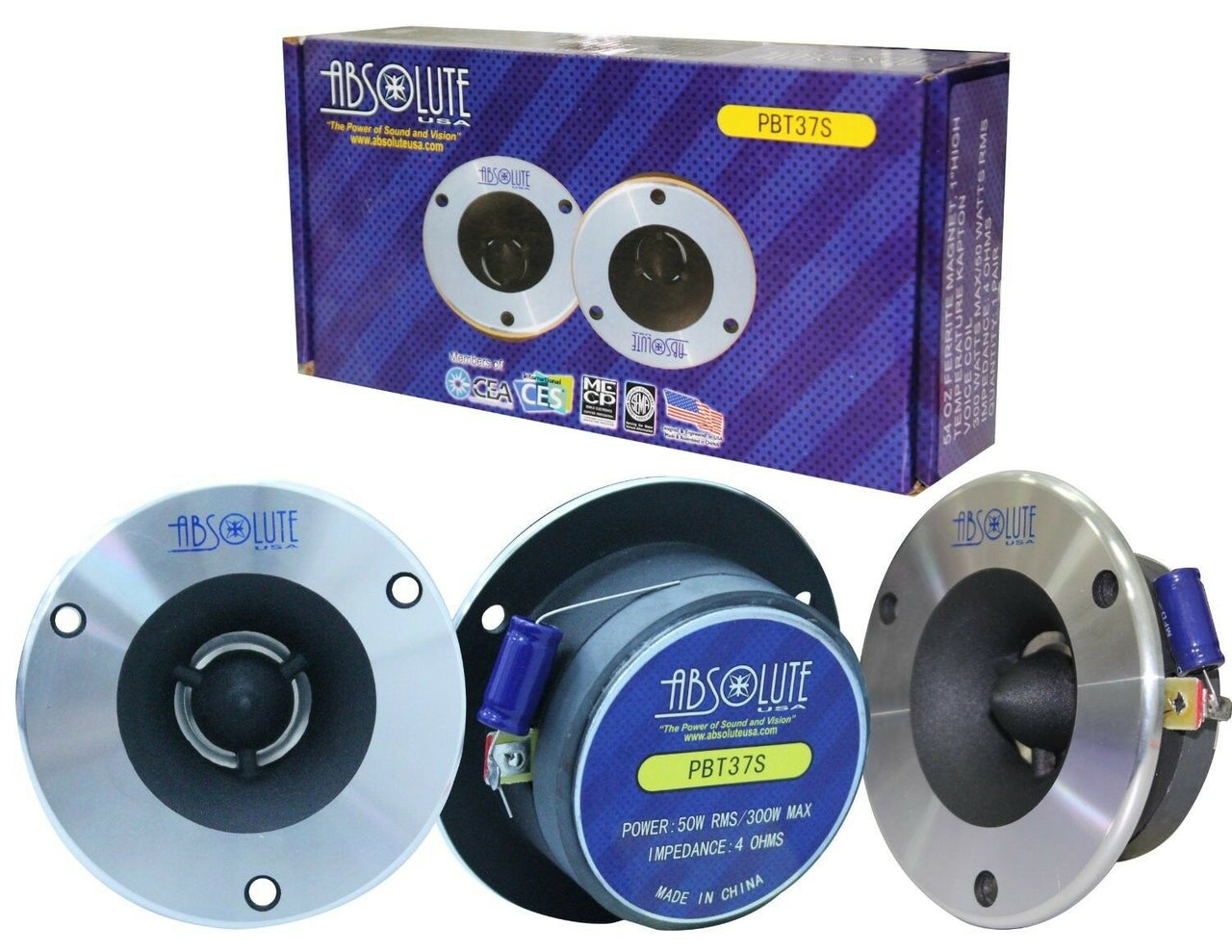 Absolute USA PBT37S Pair 4-Inch Titanium Bullet High Compression Tweeter
