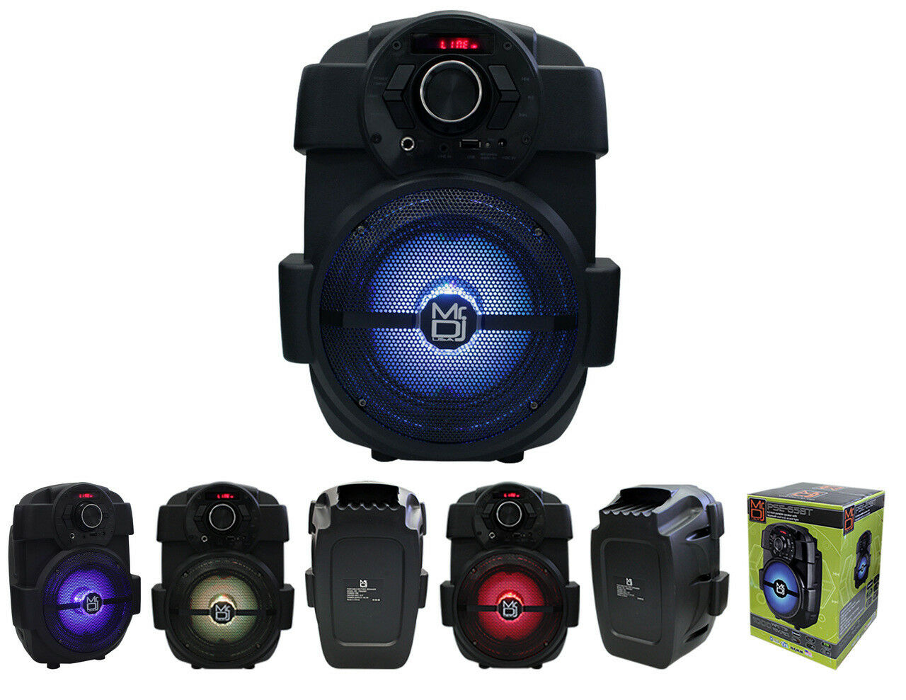 6.5" Rechargeable Speaker Karaoke DJ System LED Light USB/AUX/FM
