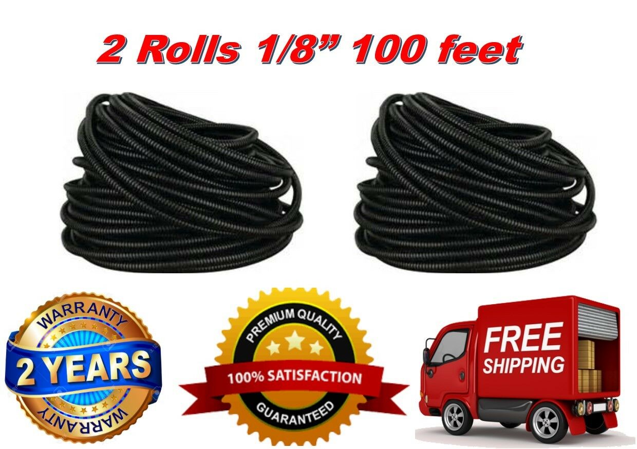 2 American Terminal SL18 High Quality 100' Feet 1/8' Split Loom Wire Tubing Black