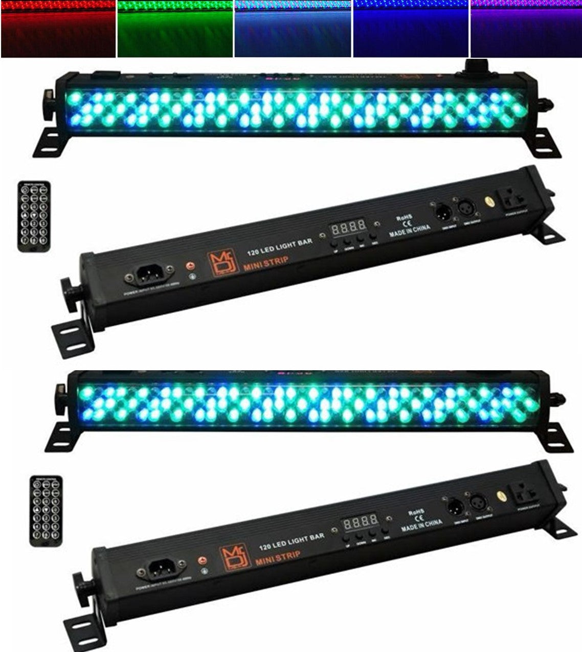 2 MR DJ MINI STRIP 19" 120 LED 5 Channel DMX RGB Color Strip DJ Wash Up Light Bar