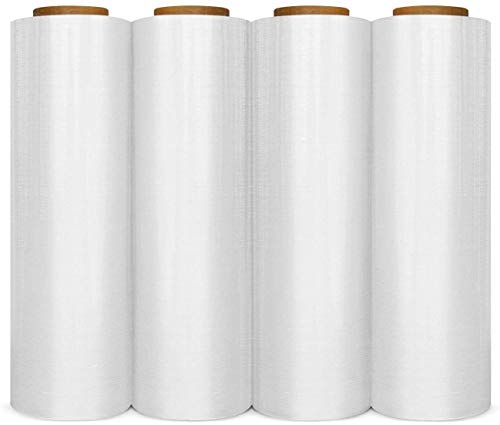 BM PAPER Universal 4 Pack Stretch Wrap18 Inches X 1500 SQ' Tough Pallet Shrink Wrap, 80 Gauge Industrial Strength Plastic Film, Commercial Grade Strength Film, Moving & Stretch Packing